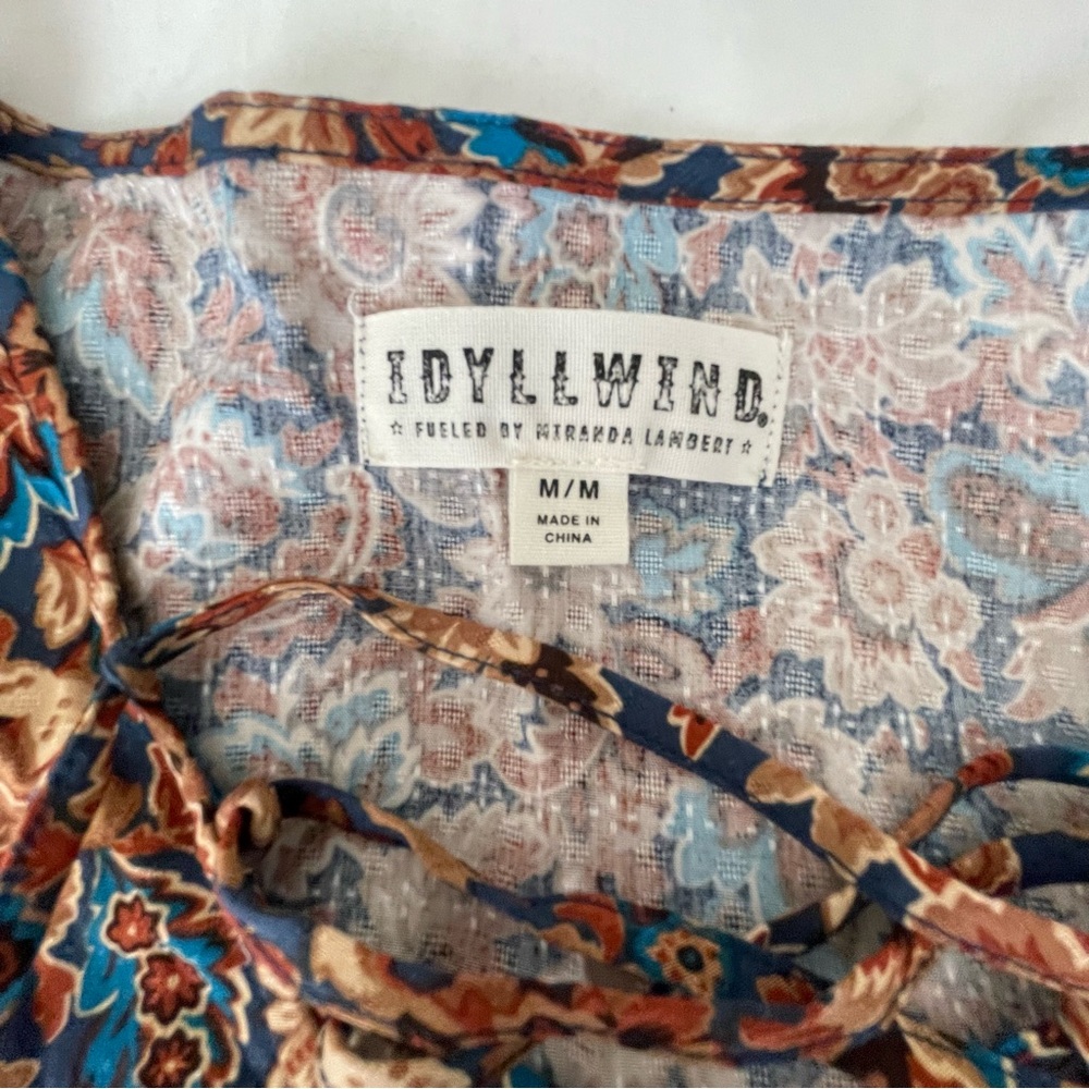 IDYLLWIND WOMEN'S ROUGE PAISLEY‎ PRINT LACE-UP TOP - Picture 11 of 14
